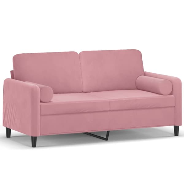 vidaXL 2-sitssoffa med kuddar, rosa, 140 cm, sammet