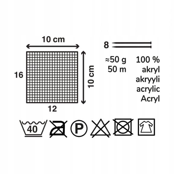Akrylgarn, garn - 50 g Akryl GRÅ