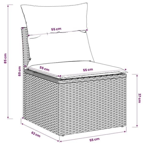 vidaXL Armlös trädgårdssoffamodul med kuddar, beige