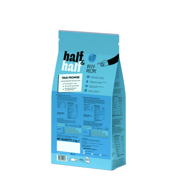 Half&Half Premium Tørfoder til Hvalpe Junior Alle Raser Oksekød 2 kg