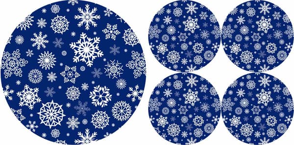 Sæt med runde bordmåtter 1+4 - SNOW