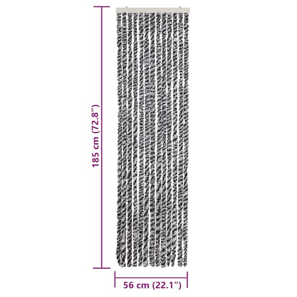 vidaXL insektnet, grå, sort og hvid, 56x185, chenille