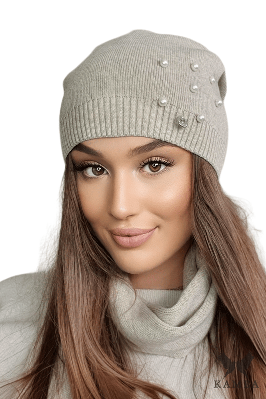 KALCYT dame vinterhue, beige farve
