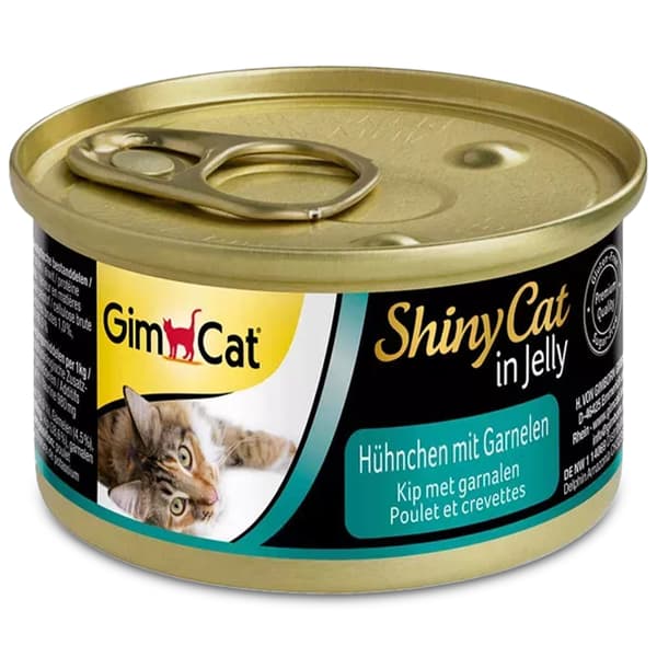 GimCat ShinyCat i gelé - köttfoder kyckling och räkor 70g
