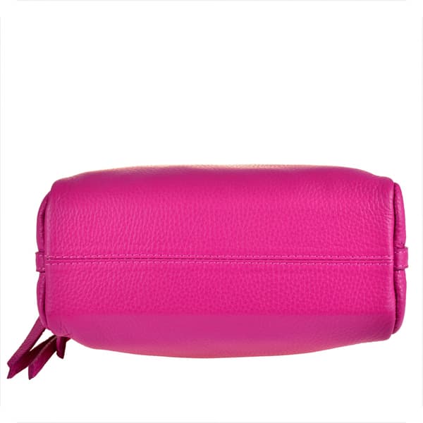 Modern damväska i läder, M, fuchsia rosa