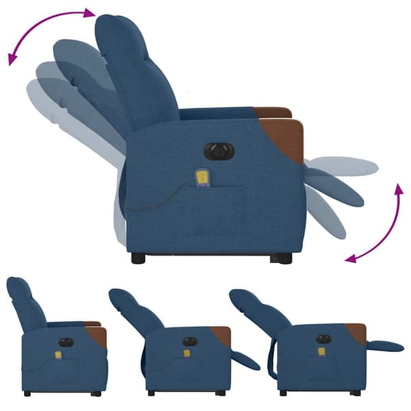 vidaXL Elektrisk lyftande massagefåtölj, vilstol, blå