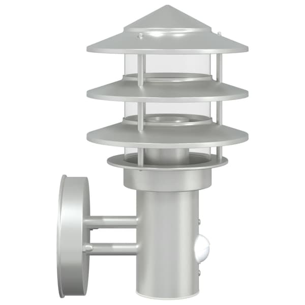 vidaXL Utomhusvägglampor med rörelsesensor, 2 st, Silver, Stål