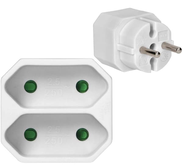 Dobbelt elektrisk splitter 2x flade stikkontakter