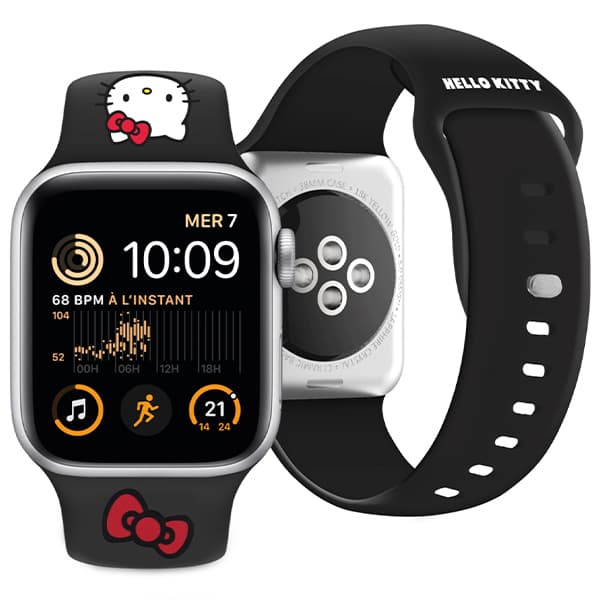 Hello Kitty silikone rem Kitty Head til Apple Watch 42/44/45/49mm, sort