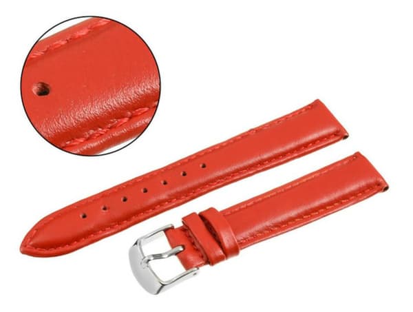 PACIFIC BELT 14 MM B35 SMOOTH rött band, röda sömmar