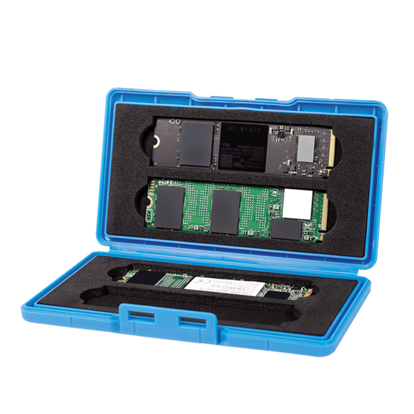 LogiLink Skyddsfodral för 4 M.2 SSD-diskar, Stötsäker, Blå