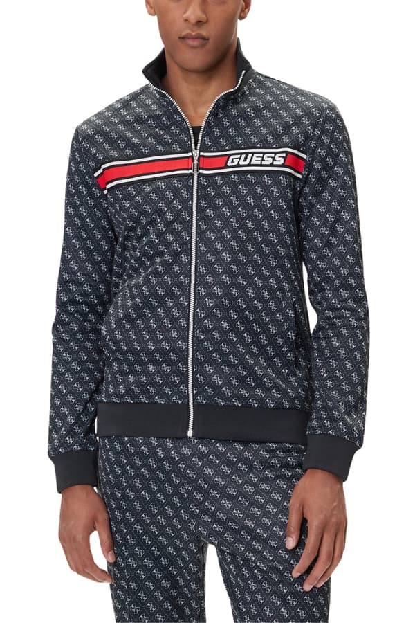 Guess Sort Herresweatshirt Med Lynlås Og Monogram Korbin M