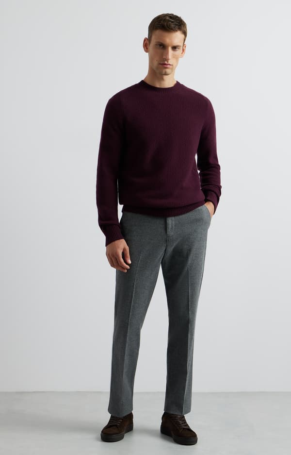Mikromønstret sweater med rund hals S