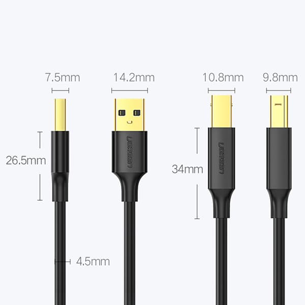 USB Typ B Skrivarkabel Hane - USB 2.0 Hane 480Mbps 1m Svart