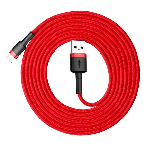 Holdbart Fleksibelt Kabel USB iPhone Lightning QC3.0 1.5A 2M Rød