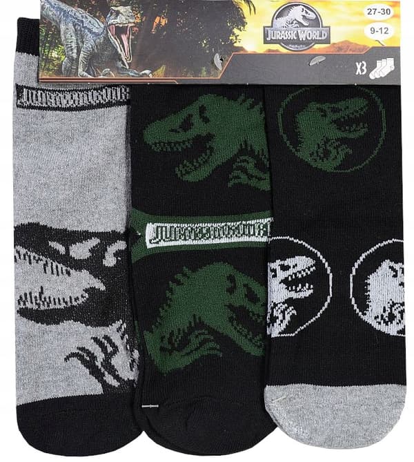 Jurassic World Dinosaur drenge strømper 3-pak 23/26
