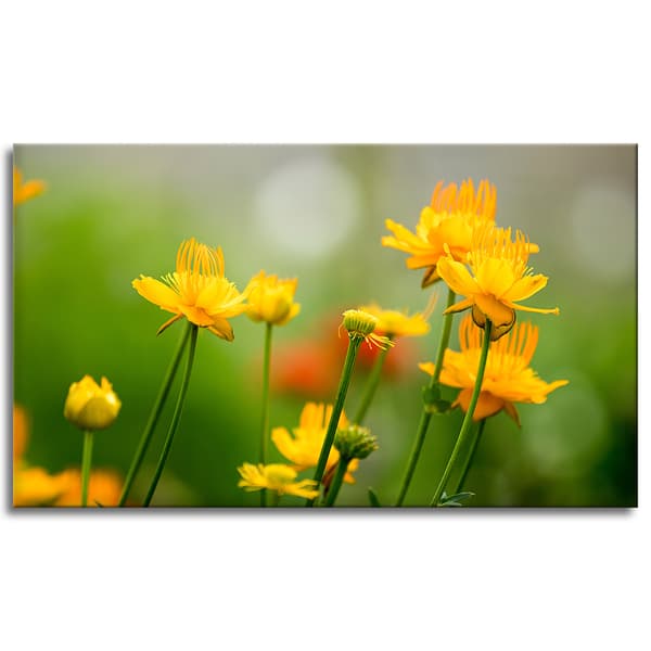Lærredstryk Botanik Gule blomster 120x70 cm