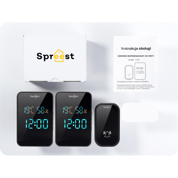 Trådløs dørklokke T295295-BB 1T2R Sort