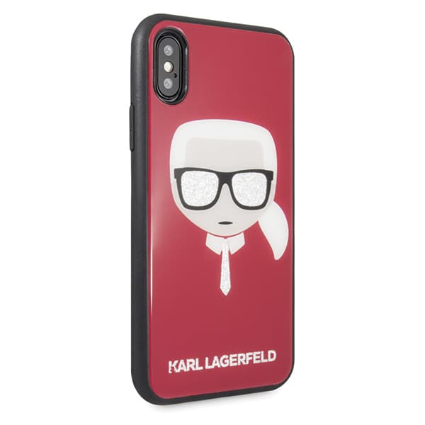 Karl Lagerfeld Glitter Karl's Head-etui til iPhone X/Xs, rød