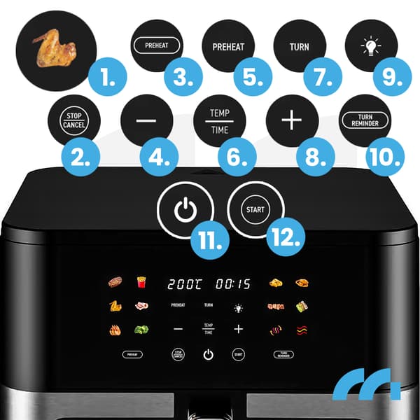 Airfryer 2000W-10L Stort vindue Airfryer