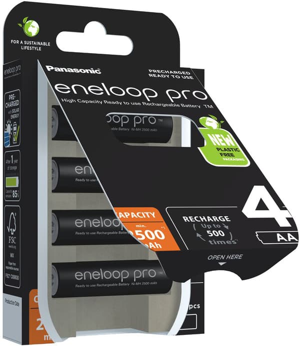 Panasonic Eneloop Pro AA 2500 mAh ladattavat paristot 4 kpl