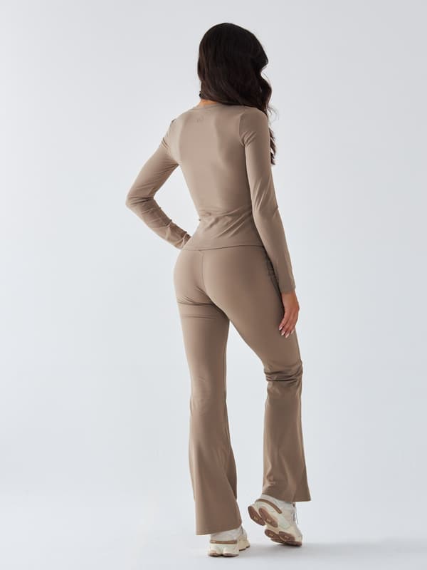 Beige Utsvängda Leggings - Morning Dew M