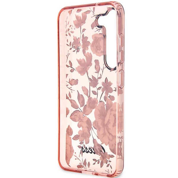 Guess Flower Collection-etui til Galaxy S23+, lyserød