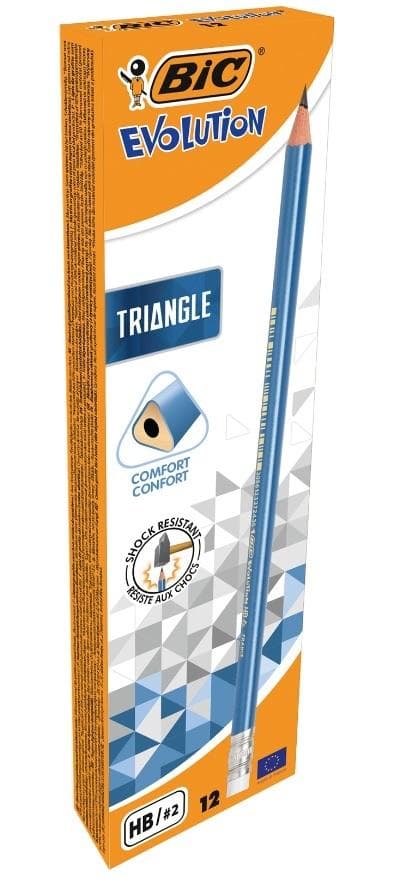 Evolution Triangle blyant med viskelæder (12 stk.)