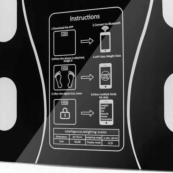 BADEVÆGT elektronisk analytisk BMI Bluetooth glas LCD SMART