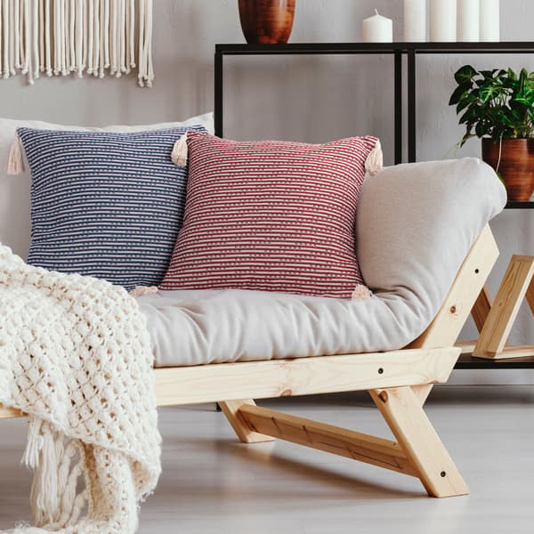 BOHO pudebetræk 45 cm x 45 cm sort frynser