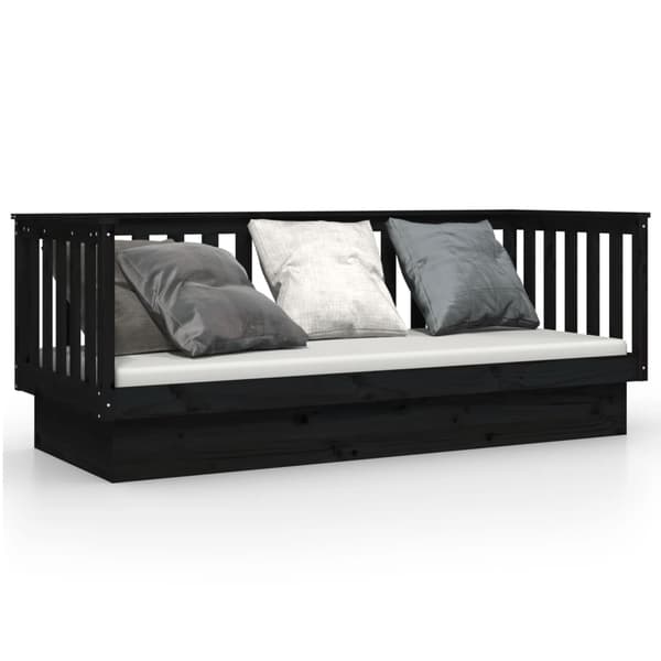 vidaXL dagseng sort 90x190 cm massivt fyrretræ
