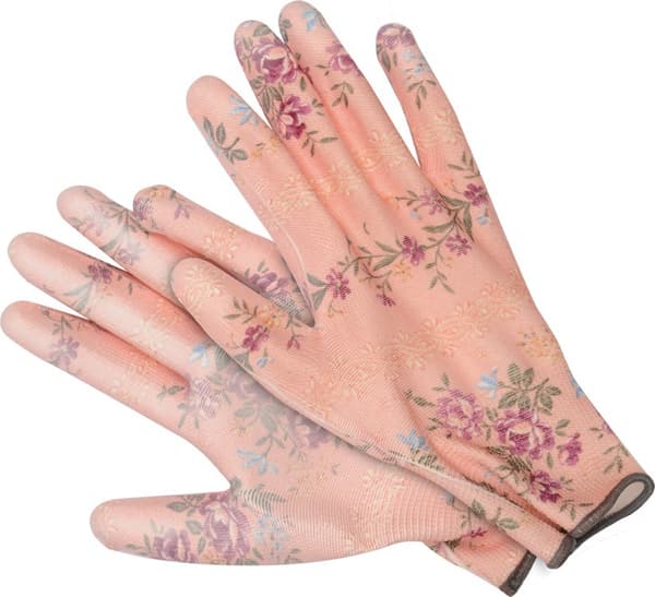 FLO havehansker med blomster beige 74136
