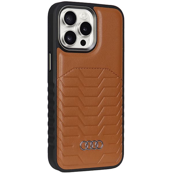 Audi MagSafe-etui i kunstlæder til iPhone 14 Pro, brun