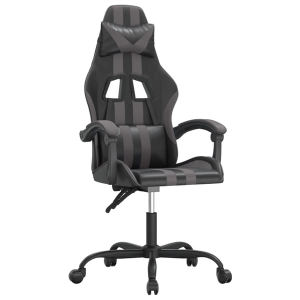 vidaXL drejelig gamingstol, sort og grå, kunstlæder