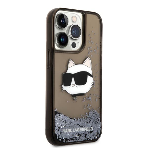 Karl Lagerfeld Glitter Choupette Head-cover til iPhone 14 Pro Max, sort
