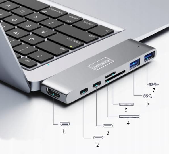 Sovitin 7in1 USB-C hdmi 4K SD Thunderbolt 3.0 USB 3.0 Macbook Pro Air M1 M2 M3 Zenwire BYL-2011N
