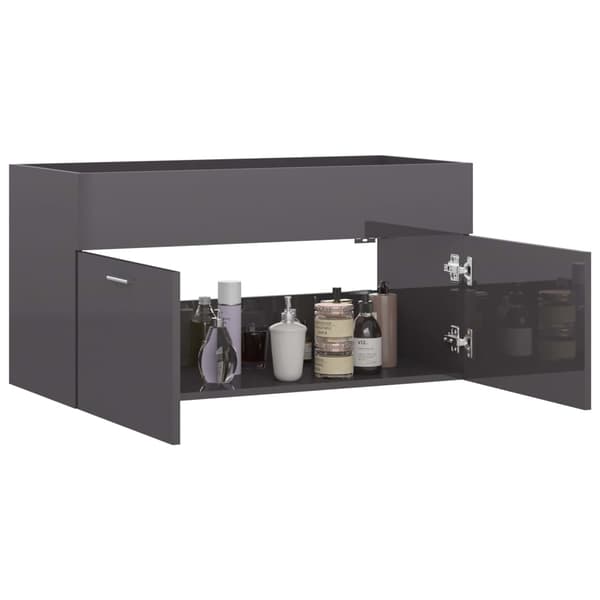 vidaXL håndvaskskab grå højglans 90x38,5x46 cm MDF