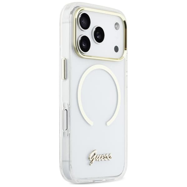 Guess IML Script Metal MagSafe-etui til iPhone 17 Pro – klart