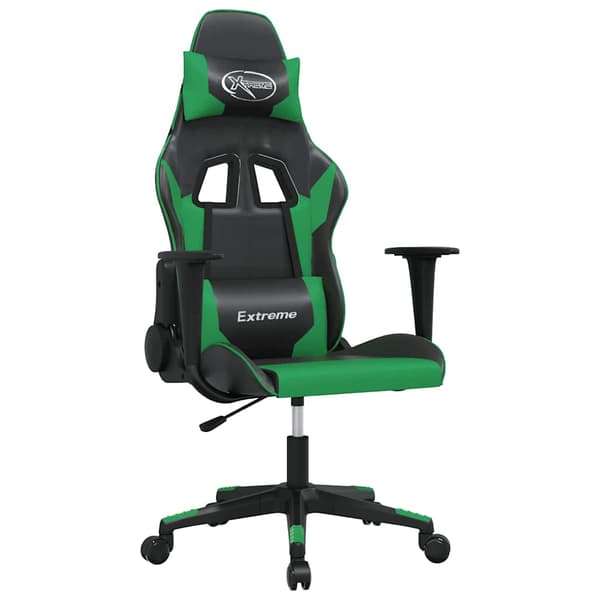 vidaXL gamingstol, sort og grøn, kunstlæder