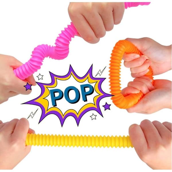 Pop Tubes Sensoriska Rör Squishy Anti-Stress Leksak Set med 7