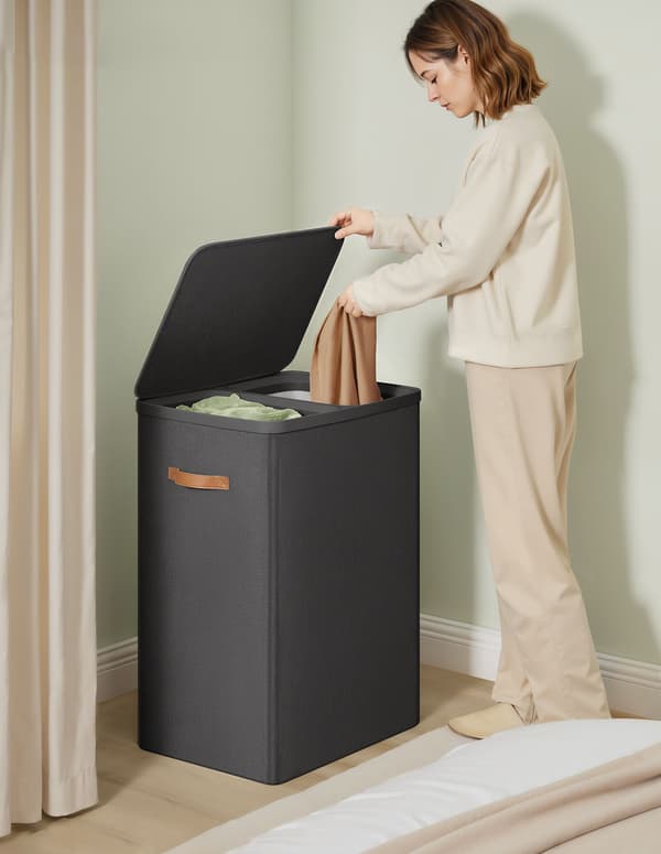 Tvättkorg 2 x 85 L mörkgrå