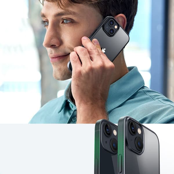 Hårdt cover med gelramme og indbygget stativ til iPhone 14 Plus, sort