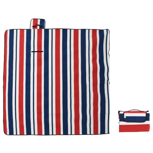 vidaXL foldbart picnictæppe røde og blå striber 200x200 cm
