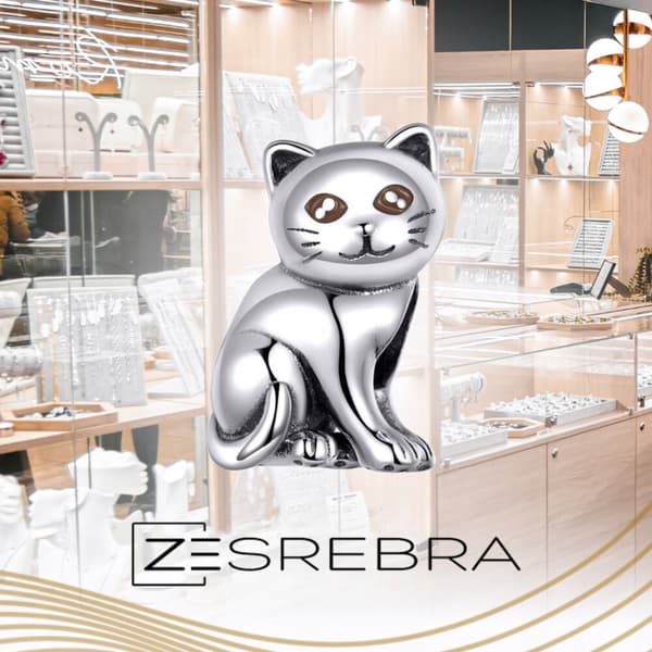Berlocker silver 925 silver KATT hänge silverpärla katt berlocker 925