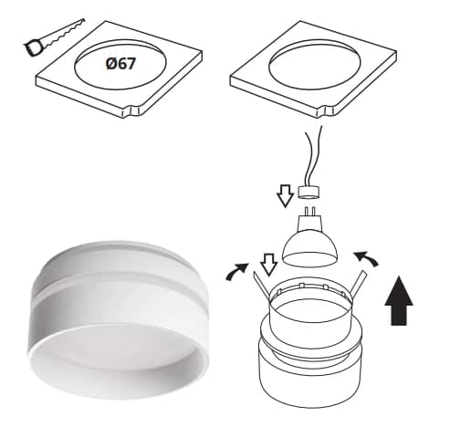 Loftspotlight Ring Rund Spot GOVIK GU10 KANLUX