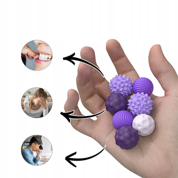 Magnetiske antistress-sensoriske bolde med etui ADHD ASD SI 8 stk lilla
