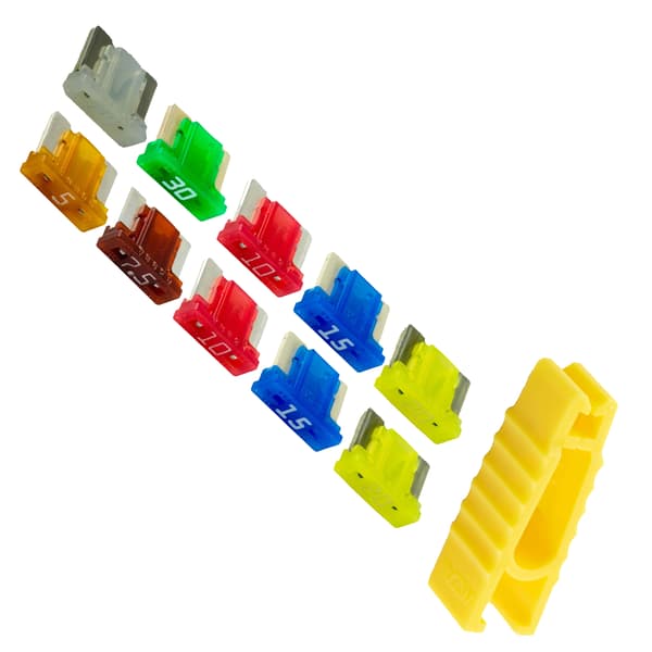 Mini Low Pro bladsäkringssats lågprofil 10 delar med gripdon