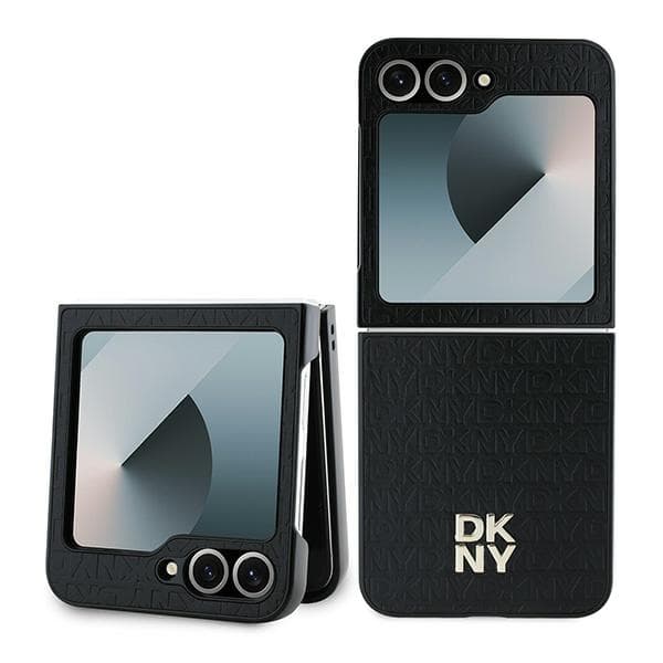 DKNY Repeat Pattern Stack Logo-skal till Samsung Galaxy Z Flip6, Svart