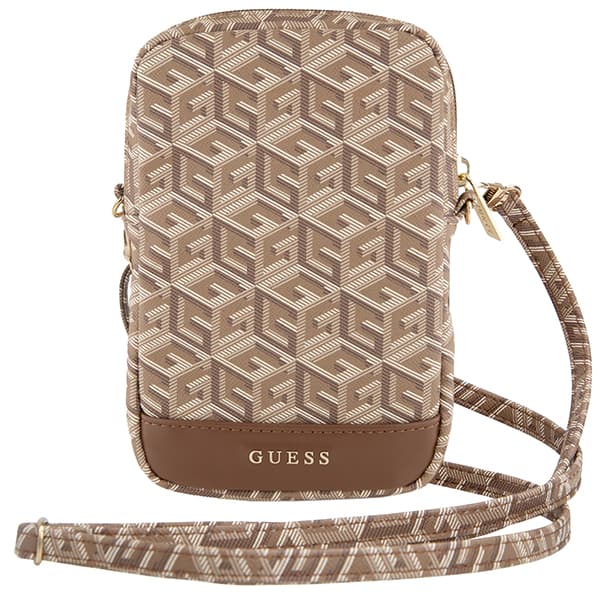 Guess Zip GCube Bottom Randig Axelväska, Brun