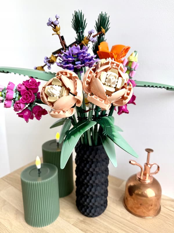 LEGO Vase til Blomster Kunstgræs Dekorativ Moderne Sort 17cm
